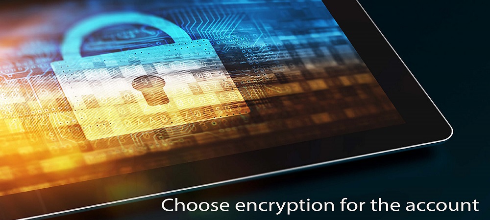 How to Choose encryption for the account
